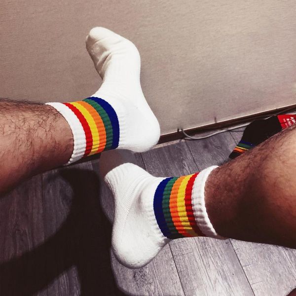 men's socks rainbow striped sports cotton towel bottom thickened tube sweat-absorbent and deodorant basketball, Black
men's socks rainbow striped sports cotton towel bottom thickened tube sweat-absorbent and deodorant basketball, Black