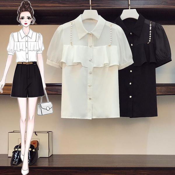 women's blouses & shirts ehqaxin summer large size shirt fashion beaded buttons ruffled patchwork lapel short sleeve for ladies casual, White
women's blouses & shirts ehqaxin summer large size shirt fashion beaded buttons ruffled patchwork lapel short sleeve for ladies casual, White