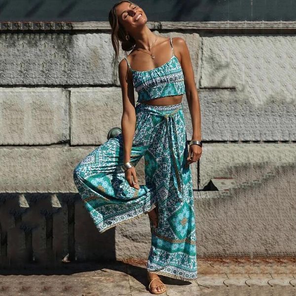 wide leg pants camis women shirt matching sets bohemian holiday print summer outfits two pieces slim vintage suits, White
wide leg pants camis women shirt matching sets bohemian holiday print summer outfits two pieces slim vintage suits, White
