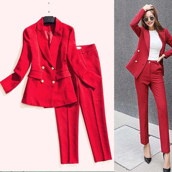 set women's fashion red suit nine pants 2 sets of temperament commute ol professional slim jacket 2021 two piece, White
set women's fashion red suit nine pants 2 sets of temperament commute ol professional slim jacket 2021 two piece, White