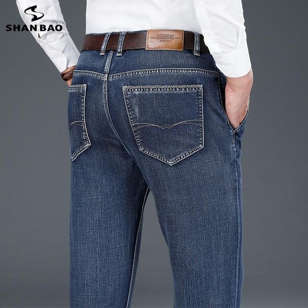 men's jeans shan bao 2021 autumn winter brand soft yassel cotton stretch straight denim classic pocket business casual trousers, Blue
men's jeans shan bao 2021 autumn winter brand soft yassel cotton stretch straight denim classic pocket business casual trousers, Blue