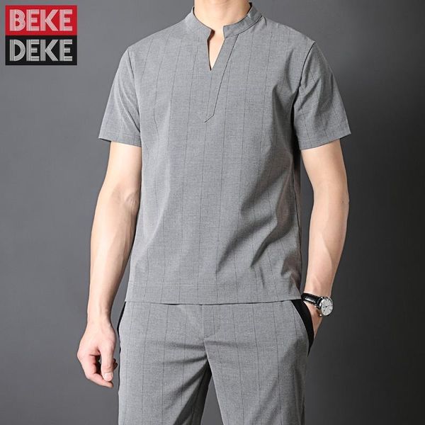men's tracksuits summer mens short sleeve joggers tracksuit stand collar long sweatpants two piece set man striped outside, Gray
men's tracksuits summer mens short sleeve joggers tracksuit stand collar long sweatpants two piece set man striped outside, Gray