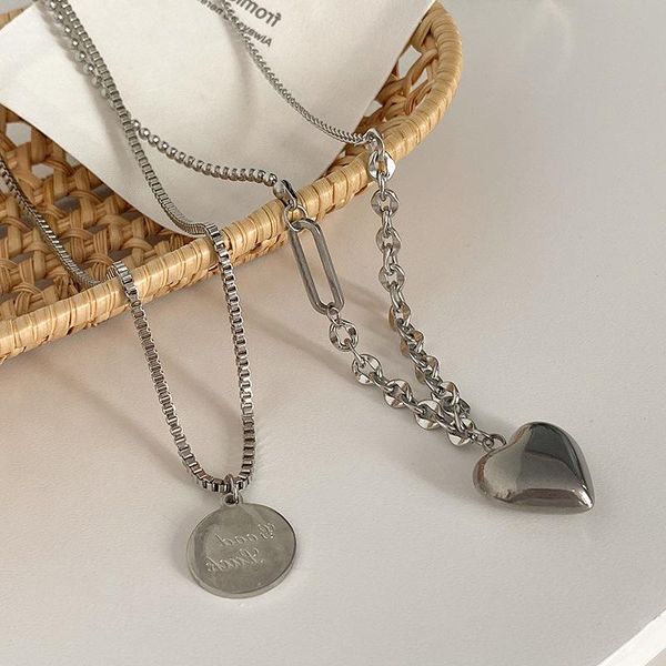 pendant necklaces u-magical hiphop double layer titanium steel love heart necklace for women asymmetric coin medallion jewellery, Silver
pendant necklaces u-magical hiphop double layer titanium steel love heart necklace for women asymmetric coin medallion jewellery, Silver