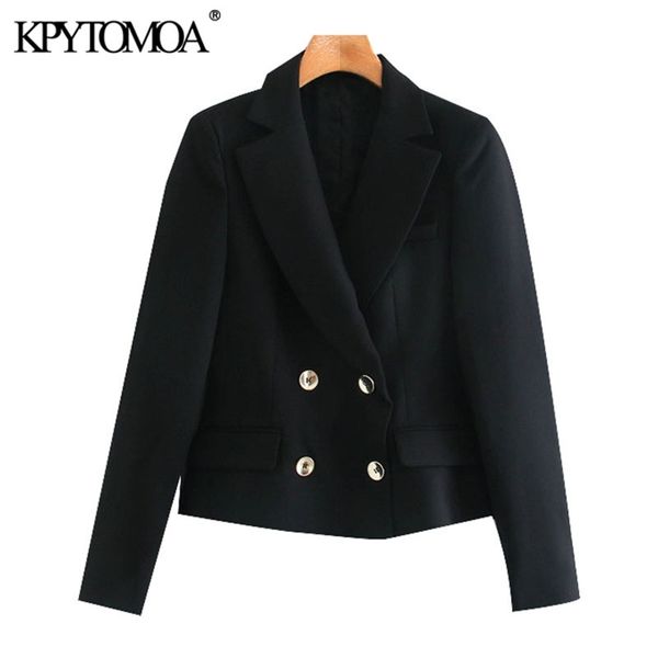 women fashion double breasted cropped blazers coat vintage long sleeve pockets female outerwear chic 210421, White;black
women fashion double breasted cropped blazers coat vintage long sleeve pockets female outerwear chic 210421, White;black