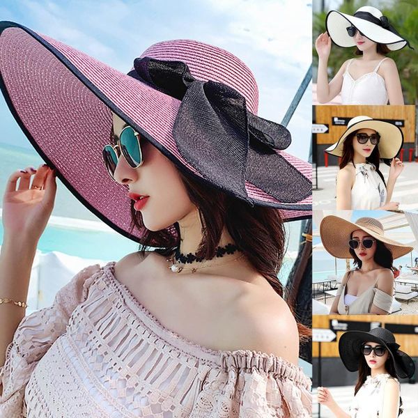 summer female sun hats big brim classic bowknot foldable fashion straw hat casual outdoor beach cap for women uv protected wide, Blue;gray
summer female sun hats big brim classic bowknot foldable fashion straw hat casual outdoor beach cap for women uv protected wide, Blue;gray