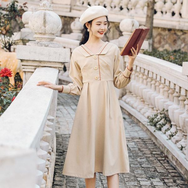 casual dresses 2021 fashion women's clothing sailor collar vintage women dress, Black;gray
casual dresses 2021 fashion women's clothing sailor collar vintage women dress, Black;gray