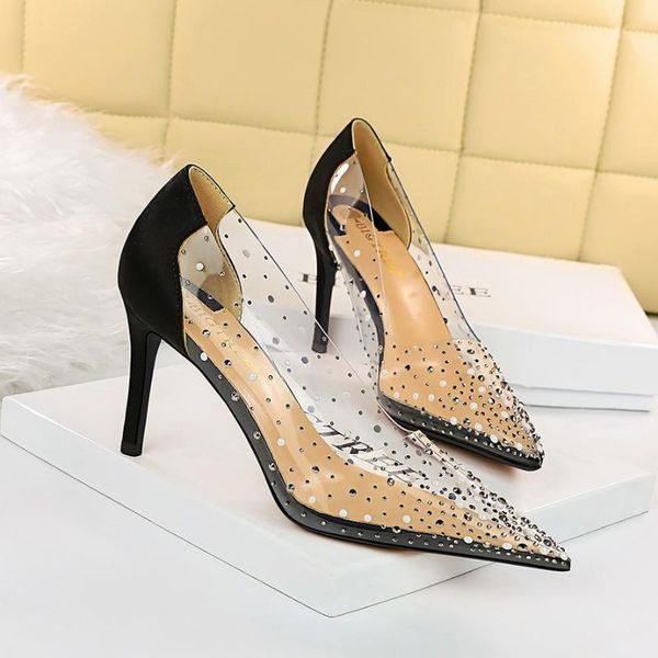 dress shoes bigtree fashion rhinestones pvc transparent pumps stilettos high heels point toes womens party golden wedding, Black 
dress shoes bigtree fashion rhinestones pvc transparent pumps stilettos high heels point toes womens party golden wedding, Black