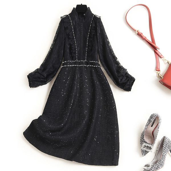casual dresses fall winter long sleeve stand collar black floral print tweed panelled sequins knee-length dress elegant on0190019 d5fd, Black;gray
casual dresses fall winter long sleeve stand collar black floral print tweed panelled sequins knee-length dress elegant on0190019 d5fd, Black;gray