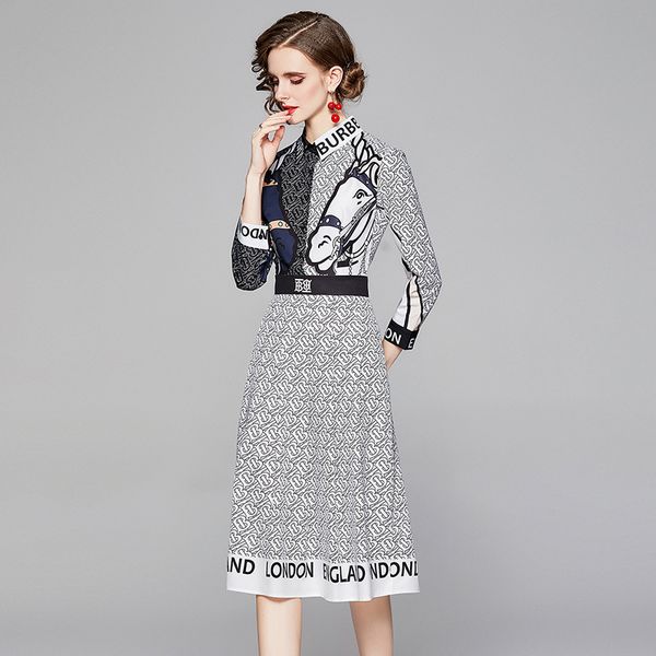 factory4zk0 waist 2021 printed fashion positioning style round slim neck dress, White;black
factory4zk0 waist 2021 printed fashion positioning style round slim neck dress, White;black
