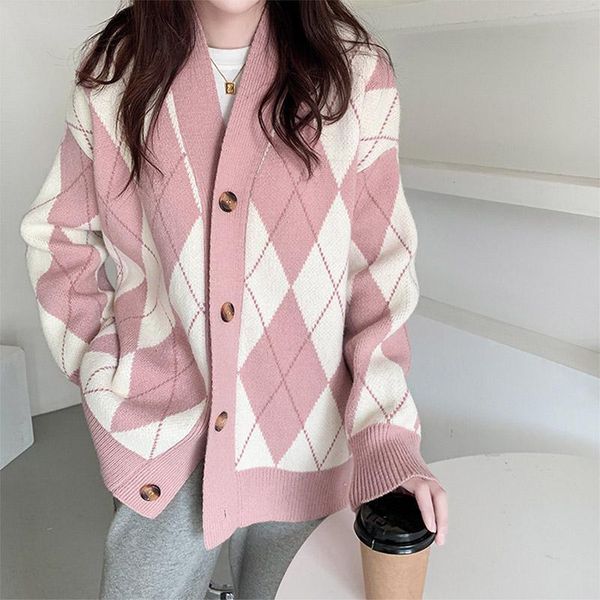 women's knits & tees autumn womens button down knitted sweater ladies classic casual long sleeve v neck argyle print loose cardigans, White
women's knits & tees autumn womens button down knitted sweater ladies classic casual long sleeve v neck argyle print loose cardigans, White