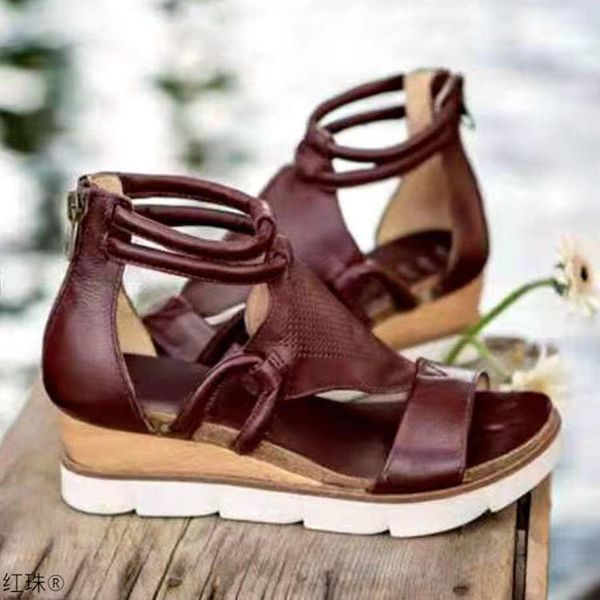dress shoes summer sandal for arrival women's footwear thick wedge bottom hollow back zipper casual big yards woman, Black
dress shoes summer sandal for arrival women's footwear thick wedge bottom hollow back zipper casual big yards woman, Black