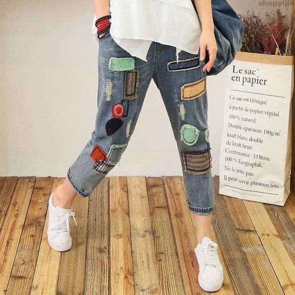 women's jeans blue denim loose summer calf length panelled pants retro embroidered patchwork pantolon trousers casual vintage ethnic
women's jeans blue denim loose summer calf length panelled pants retro embroidered patchwork pantolon trousers casual vintage ethnic