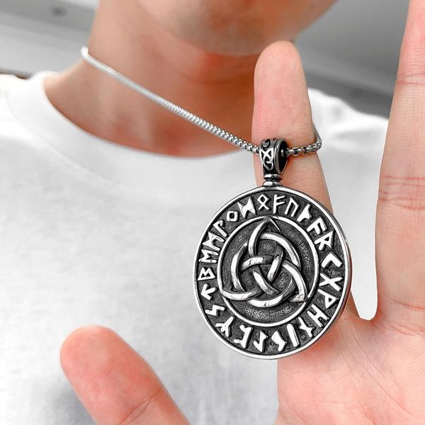 pendant necklaces vintage celtics knot pendnat necklace men womens stainless steel round shape nordic rune punk norse amulet jewelry gift, Silver
pendant necklaces vintage celtics knot pendnat necklace men womens stainless steel round shape nordic rune punk norse amulet jewelry gift, Silver