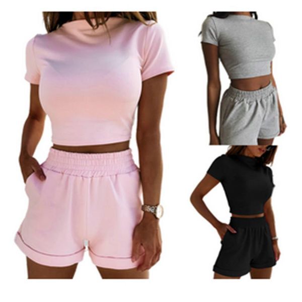 2pcs matching set summer womens tracksuits casual solid o neck crop pockets v loose shorts female tracksuit clothing 5, Gray
2pcs matching set summer womens tracksuits casual solid o neck crop pockets v loose shorts female tracksuit clothing 5, Gray