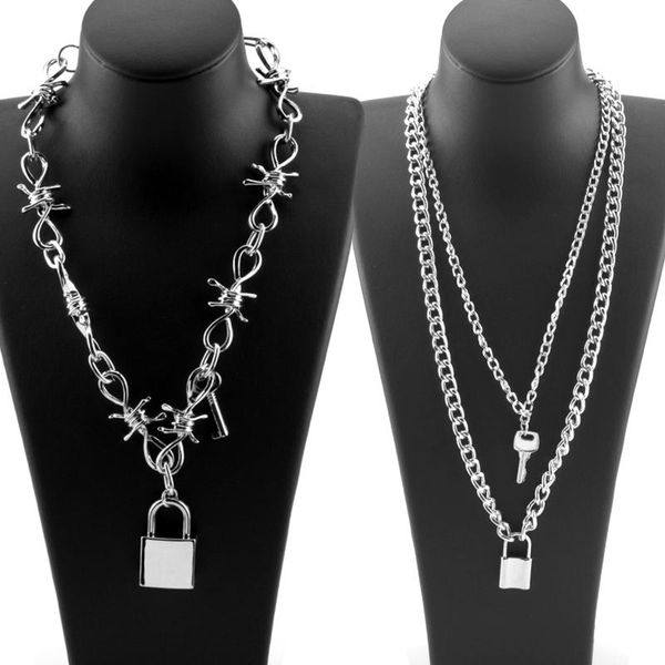 pendant necklaces multilayered friends necklace padlock for women key wire brambles chain punk collares, Silver
pendant necklaces multilayered friends necklace padlock for women key wire brambles chain punk collares, Silver