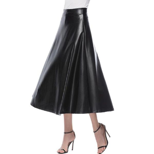 skirts fashion women solid color faux leather high waist zipper large swing long skirt, Black
skirts fashion women solid color faux leather high waist zipper large swing long skirt, Black