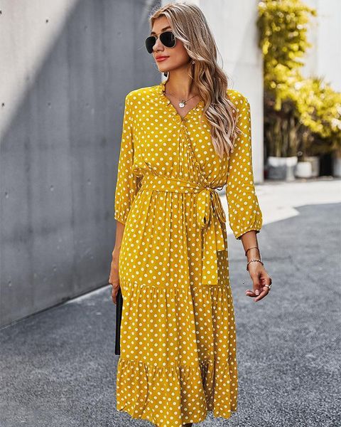 casual dresses 2021 spring and summer fashion women printed polka dot tie disturbed v-neck high waist slender dress, Black;gray
casual dresses 2021 spring and summer fashion women printed polka dot tie disturbed v-neck high waist slender dress, Black;gray