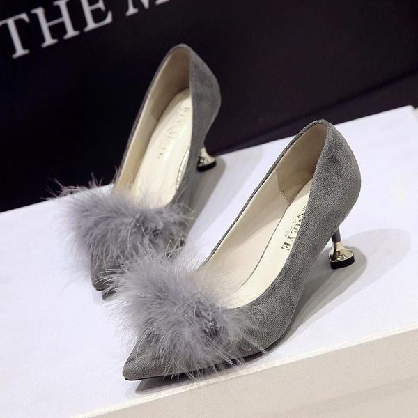 dress shoes high heels high-heeled suede pointed single really hairy shallow mouth zapatos tacon mujer u14-85, Black
dress shoes high heels high-heeled suede pointed single really hairy shallow mouth zapatos tacon mujer u14-85, Black