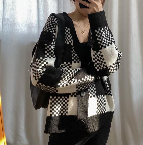 women's knits & tees cmazblack and white plaid knitted sweater cardigan coat women's spring autumn
women's knits & tees cmazblack and white plaid knitted sweater cardigan coat women's spring autumn