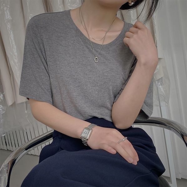 t-shirt t-shirt new korean round neck loose half simple elastic knitting summer short sleeve female, White
t-shirt t-shirt new korean round neck loose half simple elastic knitting summer short sleeve female, White