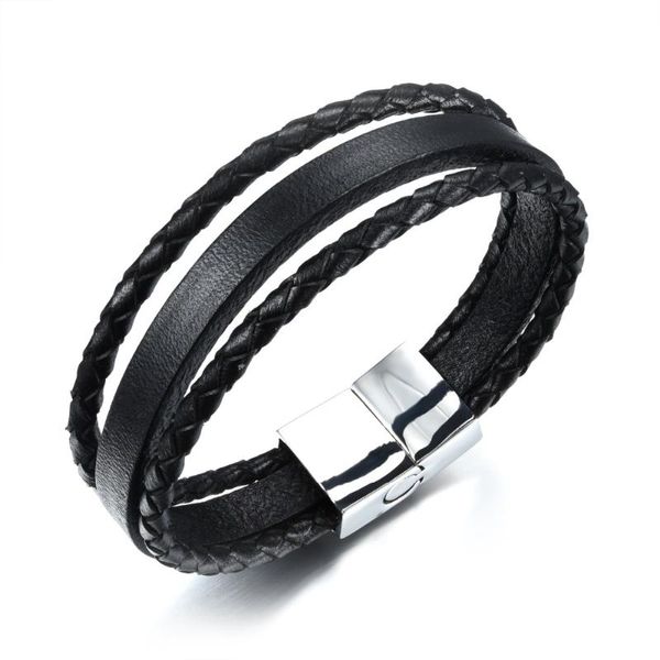 tennis ph1054 fashion black tone genuine leather stainless steel hand-woven three rows bracelet wristband magnetic buckle 8.26'', Golden;silver
tennis ph1054 fashion black tone genuine leather stainless steel hand-woven three rows bracelet wristband magnetic buckle 8.26'', Golden;silver