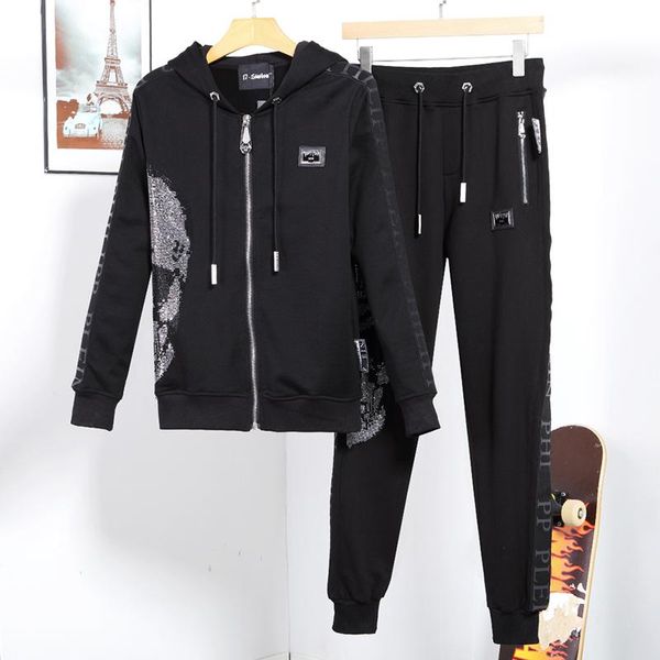 men's hoodies & sweatshirts bodywear european sweater suit letter diamond heavy gold hooded cardigan pants pp german fashion brand 2ps, Black
men's hoodies & sweatshirts bodywear european sweater suit letter diamond heavy gold hooded cardigan pants pp german fashion brand 2ps, Black