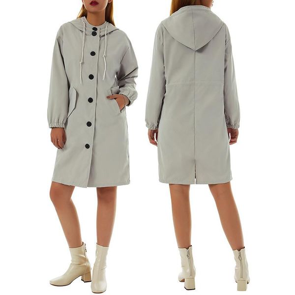 women's trench coats women hooded long sleeve coat with single breasted pockets ladies casual mid length outwear spring autumn clothing, Tan;black
women's trench coats women hooded long sleeve coat with single breasted pockets ladies casual mid length outwear spring autumn clothing, Tan;black