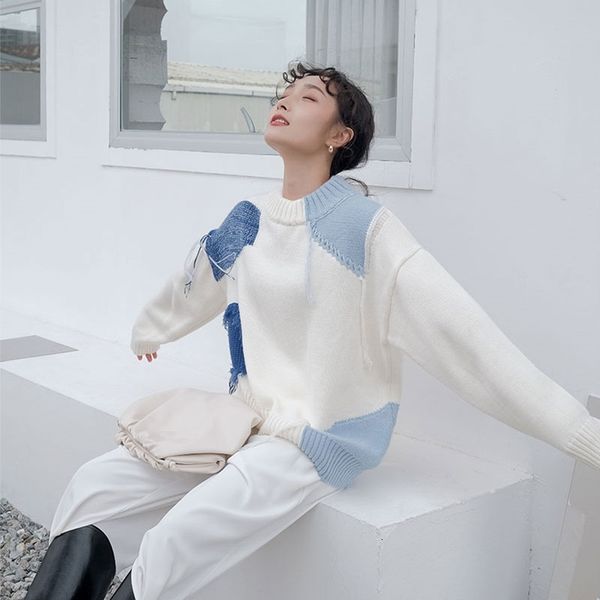 women's knits & tees japanese fashion women sweater pullover white loose knitted jumper color block winter ec7v
women's knits & tees japanese fashion women sweater pullover white loose knitted jumper color block winter ec7v
