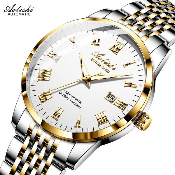 glen watches men's steel belt non mechanical quartz watch fashion tiktok, Slivery;brown
