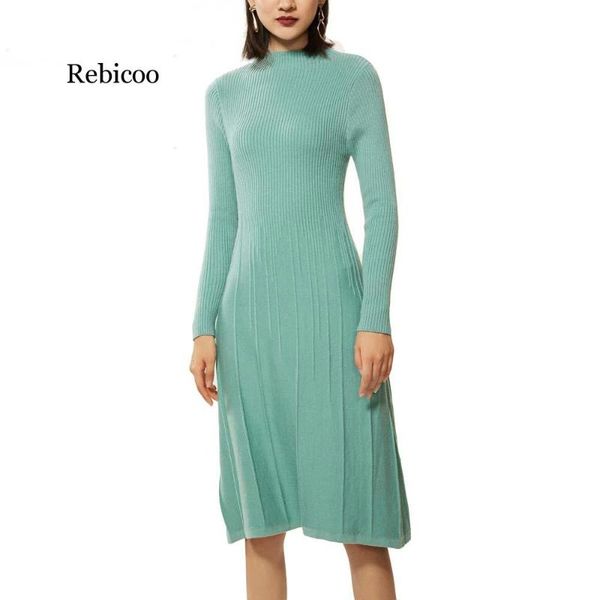 casual dresses autumn winter dress women cashmere wool blending turtleneck fitted waist ribbed elbow slim vestidos, Black;gray
casual dresses autumn winter dress women cashmere wool blending turtleneck fitted waist ribbed elbow slim vestidos, Black;gray