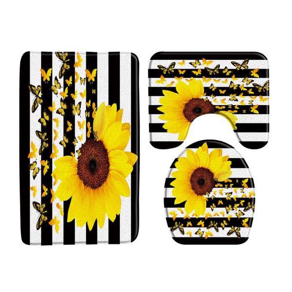 bath mats yellow sunflower flower butterfly black and white striped background 3pcs set door mat floor bathroom rug carpet
bath mats yellow sunflower flower butterfly black and white striped background 3pcs set door mat floor bathroom rug carpet