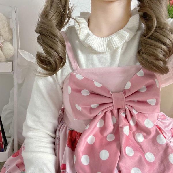 women's sweaters one piece lolita knitting jsk pullover japanese cute girl ruffle sweater baby doll autumn winter women shirt clothing, White;black
women's sweaters one piece lolita knitting jsk pullover japanese cute girl ruffle sweater baby doll autumn winter women shirt clothing, White;black