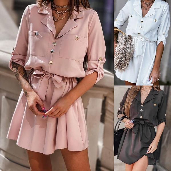 casual dresses 2021 summer fashion elegant black dress women button sashes tunic pockets ruffle, Black;gray
casual dresses 2021 summer fashion elegant black dress women button sashes tunic pockets ruffle, Black;gray