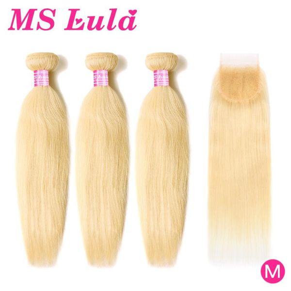 human hair bulks brazilian blonde 613 color straight weave 3 bundles with closure ms lula remy extensions, Black
human hair bulks brazilian blonde 613 color straight weave 3 bundles with closure ms lula remy extensions, Black