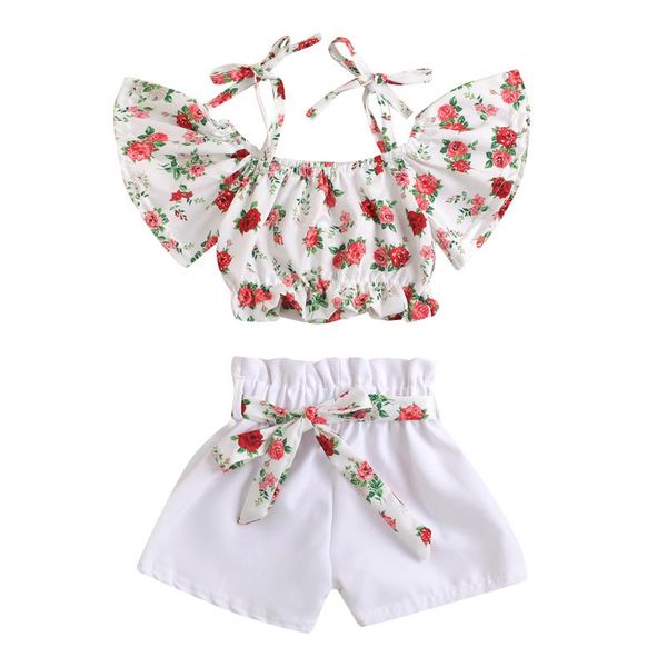 pcs kids baby girl clothes summer outfits off-the- shoulder tie-up floral flare sleeve crop + solid color shorts belt clothing sets, White
pcs kids baby girl clothes summer outfits off-the- shoulder tie-up floral flare sleeve crop + solid color shorts belt clothing sets, White