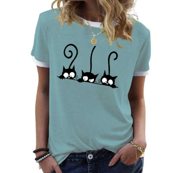 women's t-shirt cute cats printed women cartoons print short sleeve lady o-neck loose casual harajuku mujer camisetas, White
women's t-shirt cute cats printed women cartoons print short sleeve lady o-neck loose casual harajuku mujer camisetas, White