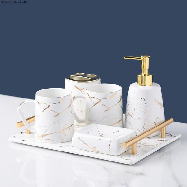 bath accessory set golden marble toothbrush holder bathroom supplies ceramic mouthwash cup soap box lotion bottle storage tray decoration
bath accessory set golden marble toothbrush holder bathroom supplies ceramic mouthwash cup soap box lotion bottle storage tray decoration