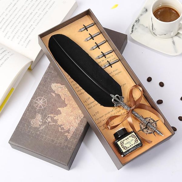 simple brown gift box feather pen student teacher writing stationery set supplies personality design fountain pens
simple brown gift box feather pen student teacher writing stationery set supplies personality design fountain pens