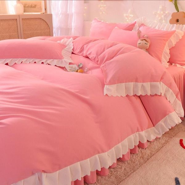 bedding sets princess style girl set solid color duvet cover home lace edge soft quilt bed clothes linens pillowcase 2/3pcs
bedding sets princess style girl set solid color duvet cover home lace edge soft quilt bed clothes linens pillowcase 2/3pcs