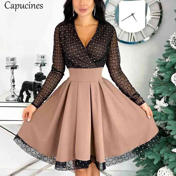 capucines fashion shiny sequin diamond mesh stitching dress women spring autumn sheer long sleeve belted slim a line dresses 210401, Black;gray
capucines fashion shiny sequin diamond mesh stitching dress women spring autumn sheer long sleeve belted slim a line dresses 210401, Black;gray