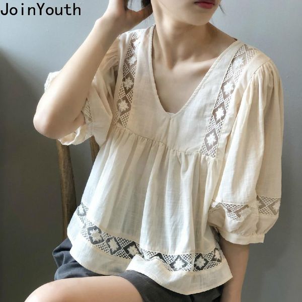 women's blouses & shirts joinyouth womens and 2021 v-neck vintage lace patchwork blouse loose puff sleeve blusas summer clothing, White
women's blouses & shirts joinyouth womens and 2021 v-neck vintage lace patchwork blouse loose puff sleeve blusas summer clothing, White