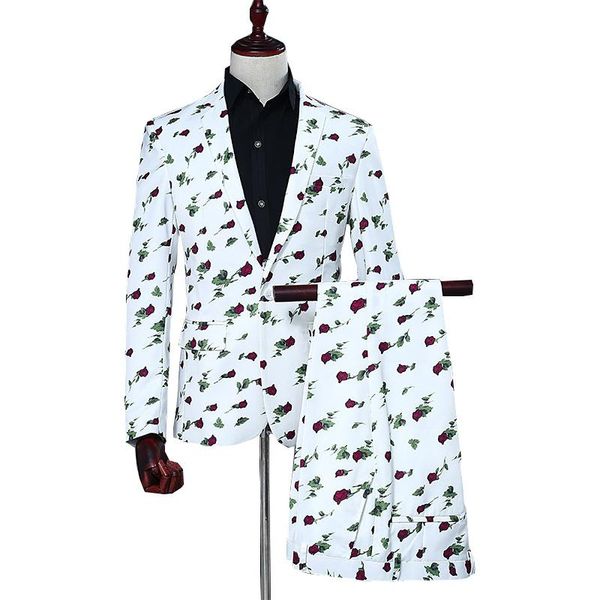 rose printing white suits men 2021 groom long sleeve blazer pants 2 pcs wedding dress set host show casual business suit men's & blazer, White;black
rose printing white suits men 2021 groom long sleeve blazer pants 2 pcs wedding dress set host show casual business suit men's & blazer, White;black