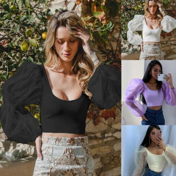 women's t-shirt 2021 arrival women cropped tee puff sleeve short sheer chiffon long femme casual mesh slim fit t-shirts, White
women's t-shirt 2021 arrival women cropped tee puff sleeve short sheer chiffon long femme casual mesh slim fit t-shirts, White