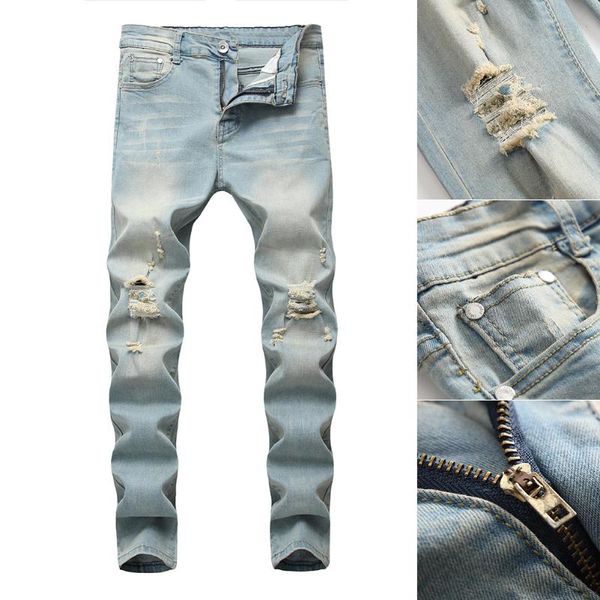 men's jeans 3 styles men ripped slim straight stretchy mid-waist denim trousers casual summer autumn biker outwears pants mens, Blue
men's jeans 3 styles men ripped slim straight stretchy mid-waist denim trousers casual summer autumn biker outwears pants mens, Blue