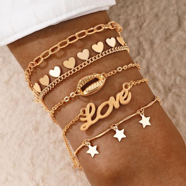 link, chain tocona 2021 trendy shell star tassel bracelet set for women elegant letter heart metal alloy gold color bangle jewelry 18024, Black
link, chain tocona 2021 trendy shell star tassel bracelet set for women elegant letter heart metal alloy gold color bangle jewelry 18024, Black