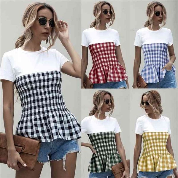 summer t shirt plaid print patchwork round neck short sleeve women's t-shirt women slim pullover tunic tshirts femme 210520, White
summer t shirt plaid print patchwork round neck short sleeve women's t-shirt women slim pullover tunic tshirts femme 210520, White