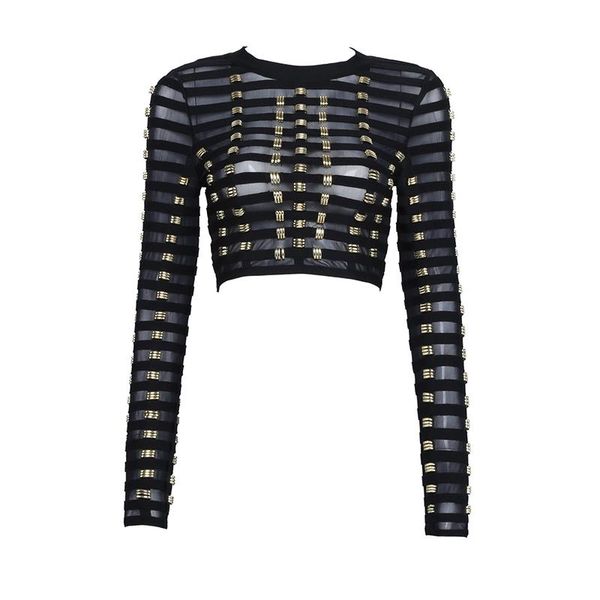 ladies black mesh see through women cropped stripped beading elegant woman blouse party wear night club tunic women's blouses & shi, White
ladies black mesh see through women cropped stripped beading elegant woman blouse party wear night club tunic women's blouses & shi, White