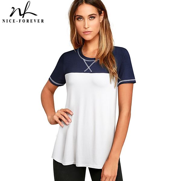 nice-forever summer women fashion contrast color patchwork t-shirts casual oversized tees btyt049 210419, White
nice-forever summer women fashion contrast color patchwork t-shirts casual oversized tees btyt049 210419, White