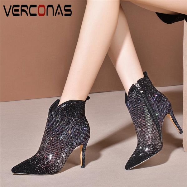 boots verconas elegant fashion women kid suede ankle thin heels shoes woman pointed toe rhinestone party wedding zipper, Black
boots verconas elegant fashion women kid suede ankle thin heels shoes woman pointed toe rhinestone party wedding zipper, Black