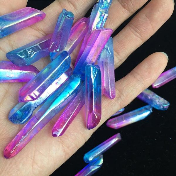 blue/pink titanium rainbow crystal lemurian quartz seed point healing 50g (about 8-15) h221 decorative objects & figurines